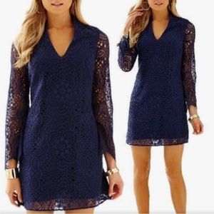 Lilly Pulitzer Felicity Navy Sunburst Lace Size 0 New with Tags